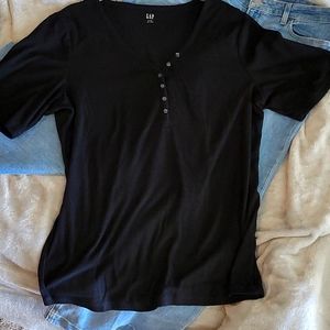 Gap Fine-Rib, Black Henley, Size XL Tall
